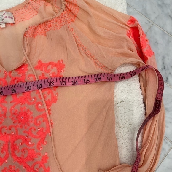 MISS JUNE PARIS Gorgeous Boho Embroidered Sheer W/ Tassels VGUC Size Small Or 1 - Picture 8 of 14
